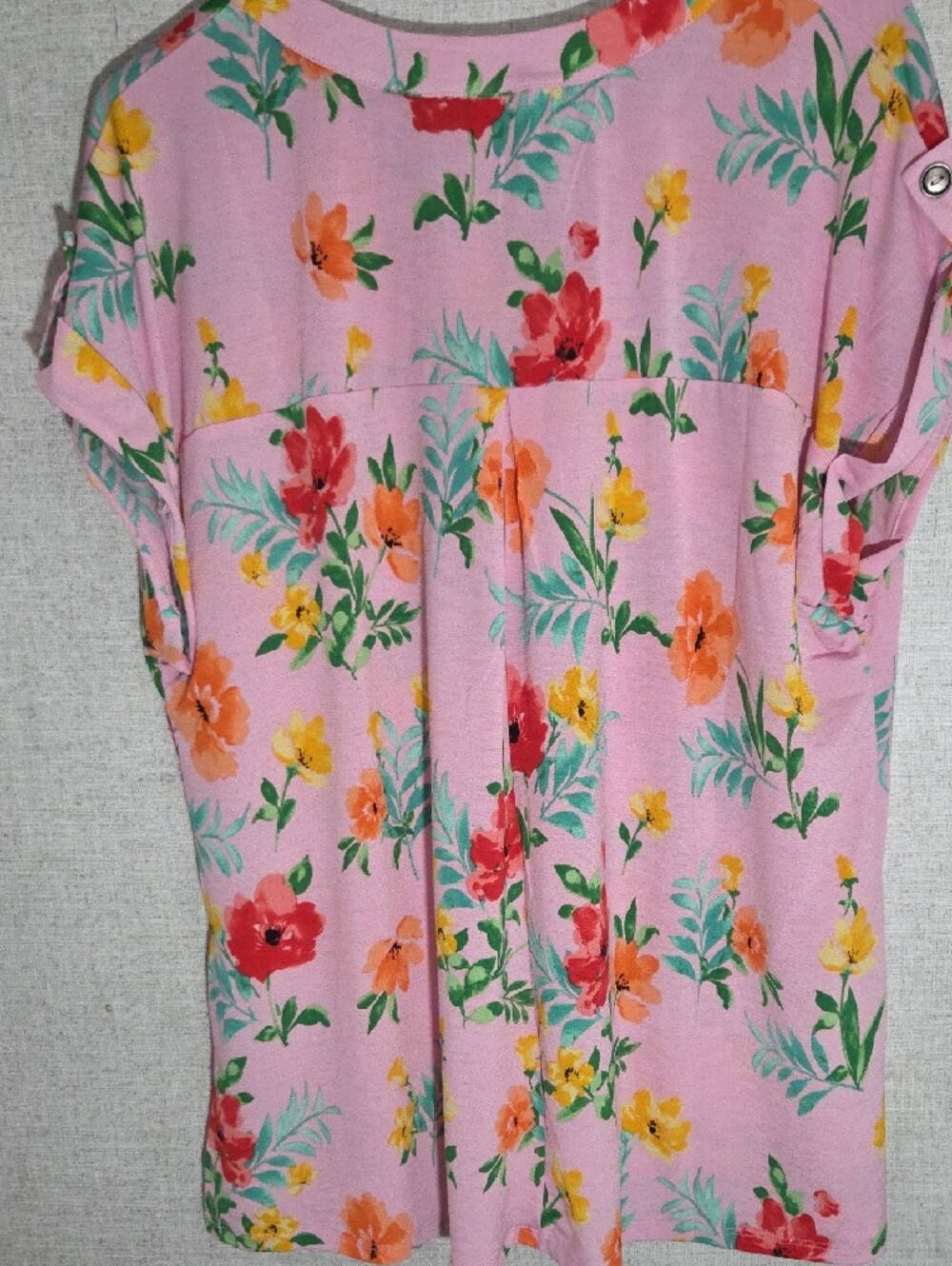 Dear Scarlett Womens Pink Floral Pullover Short Sleeve Tee Shirt Sz Large NWT - Picture 3 of 4